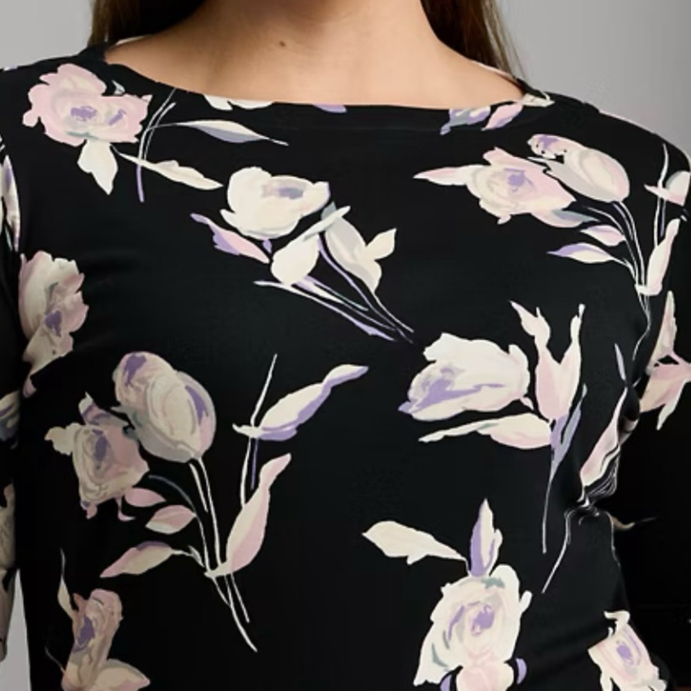 🆕 LRL Floral Stretch Cotton Slim Fit Boat
Neck Tee Shirt - Medium - Picture 6 of 6